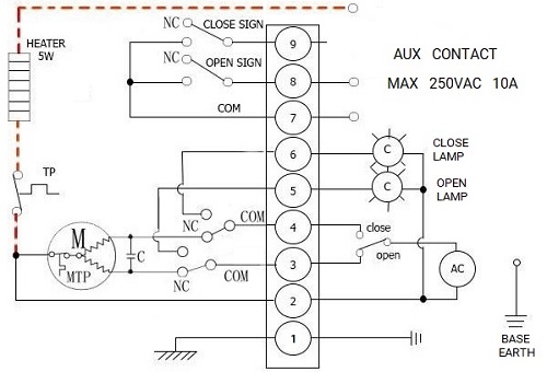 Электрическая схема подключения Кран шаровой разборный для пара Маршал 11с67п 5СФ.00.0 Ду40 Ру16 фланцевый, полнопроходной с электроприводом DN.ru-005 220В и КМЧ