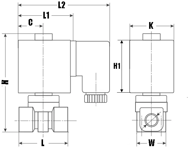 Клапан электромагнитный соленоидный двухходовой миниатюрный DN.ru-DHSM31-S прямого действия (НЗ) Ду8-4.5 (1/4 дюйм), Ру4 корпус - сталь 316, уплотнение EPDM, резьба G, с катушкой S91B 220В