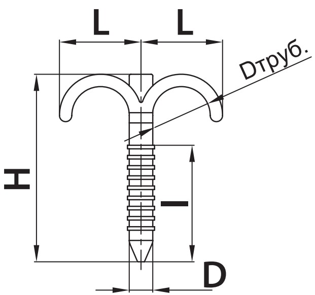 Монтажный комплект STOUT дюбель-крюк двойной Ду25 L=80 для теплого пола