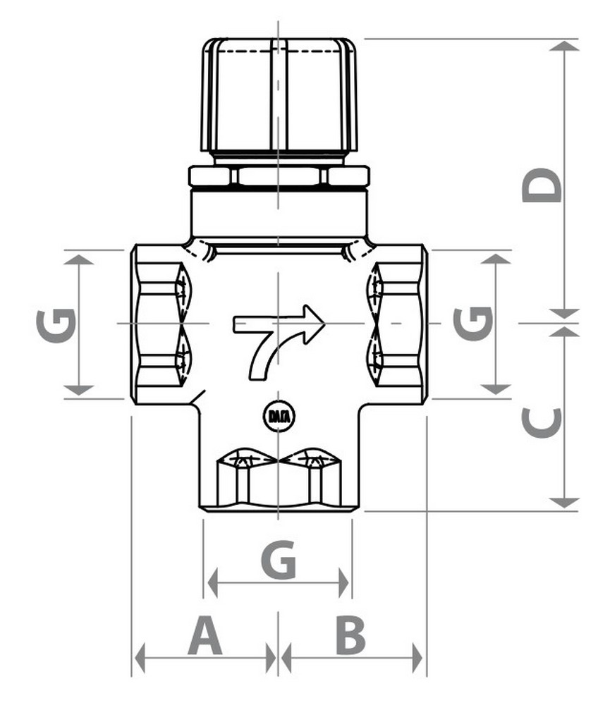 Клапан термостатический Giacomini R298N 3/4″ Ду20 Ру10 смесительный для радиаторов, ручное регулирование, внутренняя, корпус - латунь