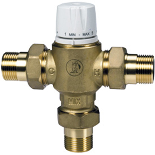 Клапаны термостатические Giacomini R156-2 1/2-1″ Ду15-25 Ру10 сместительные для ГВС седельные, наружная резьба, корпус - латунь, с защитой от ожога