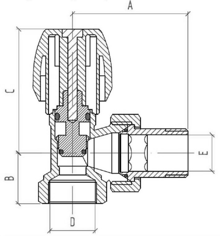 Клапан термостатический Icma 803 3/4″ Ду20 Ру10 угловой для радиаторов, внутренняя резьба, корпус - латунь, уплотнение - EPDM