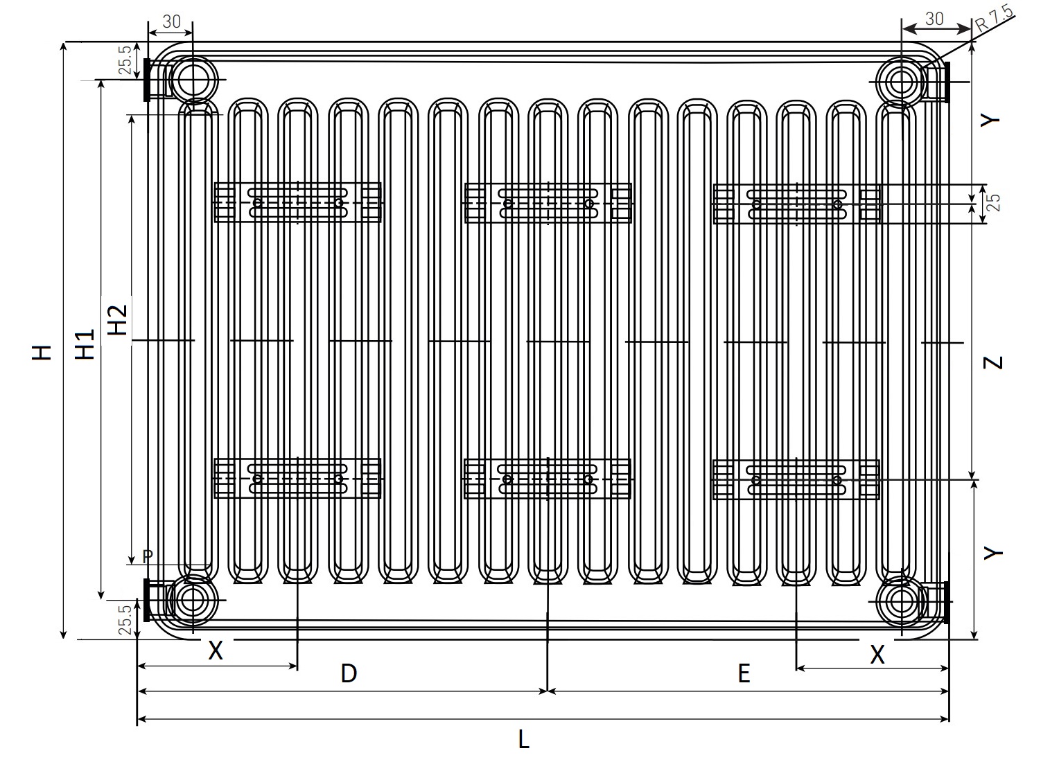 Радиатор панельный Oasis Pro PN 33-6 600x2300 мм настенный, теплоотдача - 8.701 кВт, высота - 600 мм, ширина 2300 мм, количество панелей - 3, присоединение резьбовое - 1/2