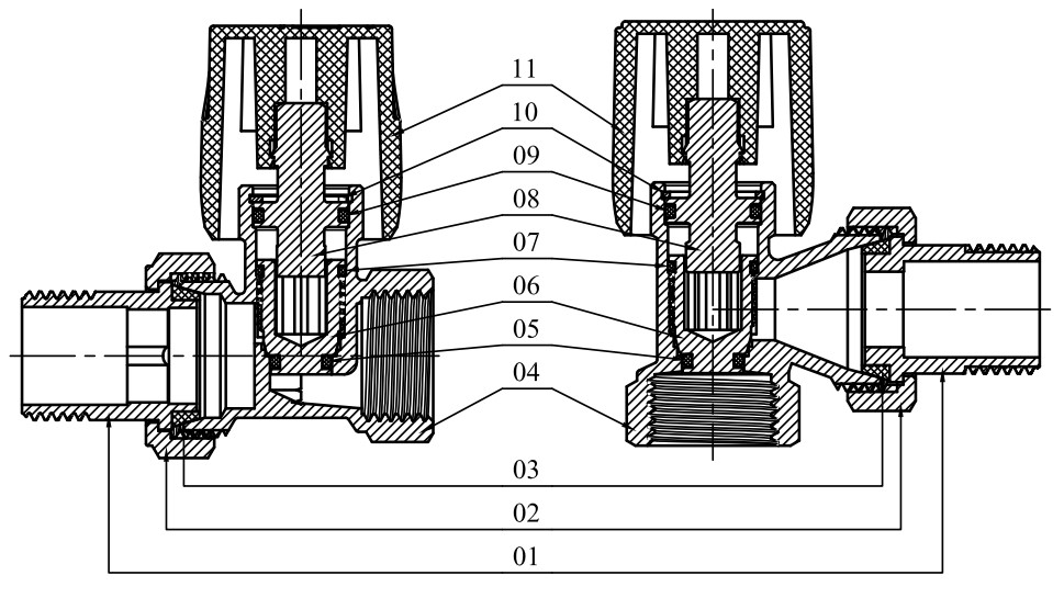 Клапаны термостатические Ogint 1/2″-3/4″ Ду15-20 Ру10 прямые настроечные, корпус - латунь, внутренняя резьба, уплотнение — EPDM