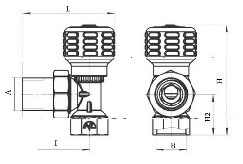 Клапаны термостатические Пензапромарматура КРРУ 1/2-3/4″ Ду15-20 Ру16 угловые для радиаторов, ручное регулирование, внутренняя-наружная резьба, корпус - латунь