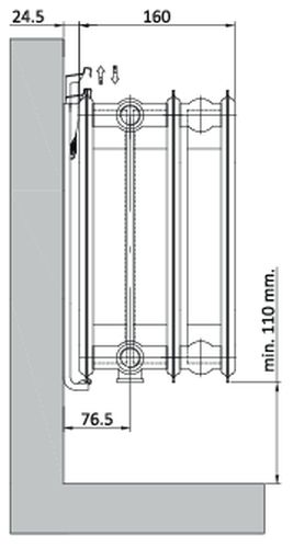 Радиатор стальной панельный Heaton Plus Ventil Compact тип 33VC, высота 600 мм, длина 800 мм, с термостатическим вентилем, нижнее подключение, универсальное