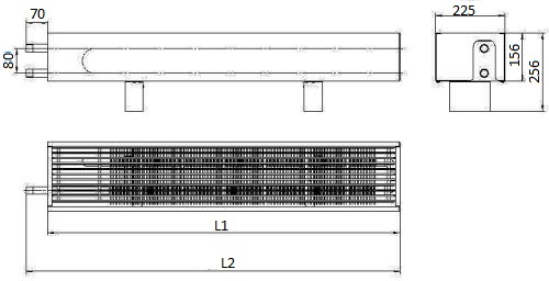 Конвекторы напольные концевые TEPLA Neo Expo 156x225 0.98-4.027кВт, водяные, присоединение: боковое левое наружная резьба 3/4