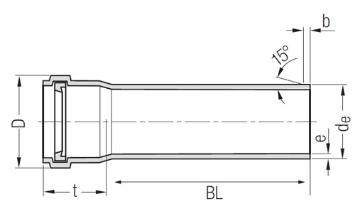 Труба REHAU Raupiano Plus Ду50 безнапорные с раструбом, длина - 150 мм, корпус - полипропилен  PP-MD, уплотнение - SBR, для бесшумной канализации