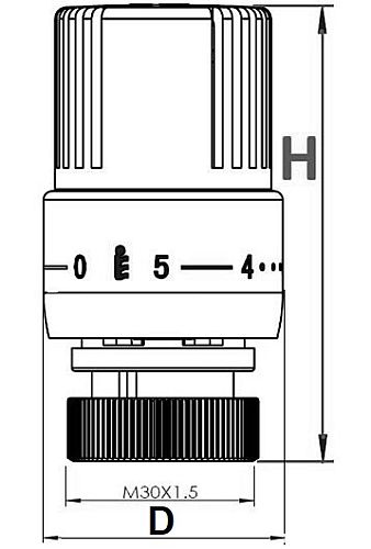 Головка термостатическая IVANCI IVC.103101 M30x1.5 Ру10, для радиаторного клапана, диапазон настройки 6.5-28°C