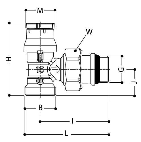 Клапан термостатический Giacomini R411TG 3/8