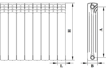 Радиатор алюминиевый секционный Benarmo AL 500/78 8 секций, боковое подключение G1, универсальное