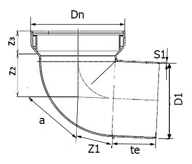 Присоединения к унитазу Дн110 45-87 градусов из полипропилена  Политэк для внутренней канализации