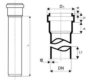 Труба внутренняя канализационная Дн50 (1.8 мм) длиной 0,5 метра Политэк из полипропилена