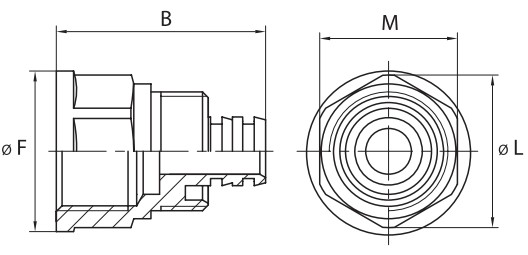 Муфты ALTSTREAM Дн16x1/2″-Дн32x1″ Ру20 для металлопластиковых труб, переходные, присоединение компрессионное/внутренняя резьба, корпус – никелированная латунь