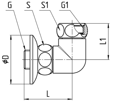 Соединитель Aquasfera 9206 1/2″х1″ Ду15х25 Ру16 для полотенцесушителя корпус - латунь хромированная, угловой переходной с отражателем