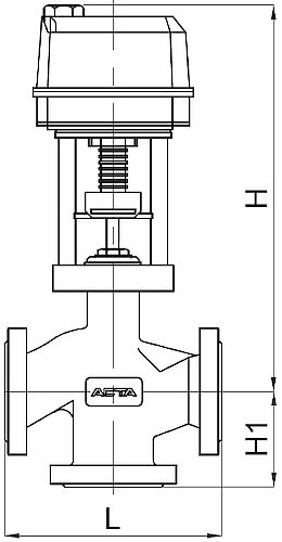 Клапан регулирующий трехходовой АСТА Р323 ТЕРМОКОМПАКТ Ду20 Ру16 с электроприводом ЭПР 0.6 кН 220B (3-х поз. сигнал)