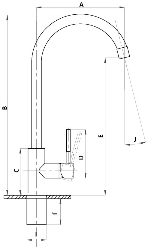 Смеситель для кухни TSARSBERG TSB116 длина 180 мм, одноручный, излив высокий, серебристый