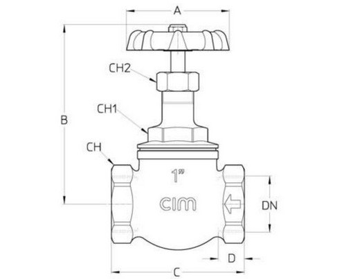 Клапан запорный Cimberio 81L 1 1/4″ Ду32 Ру16 внутренняя резьба, с PTFE диском, корпус - бронза