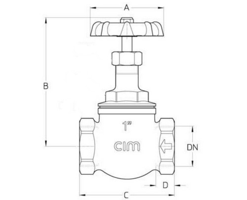 Клапан запорный Cimberio 75L 1 1/2″ Ду40 Ру10 внутренняя резьба, с металлическим седлом, корпус - латунь