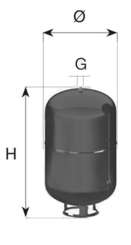 Бак мембранный CIMM ERE 3/4″ 10л Ру4 вертикальный, с наружной резьбой, корпус — сталь