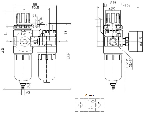 Затвор дисковый поворотный DN.ru AL-316L-EPDM Ду32 Ру16 с пневмоприводом DA-065, пневмораспределителем 4M310-08 220V, ручным дублером HDM-1 и БПВ AFC2000