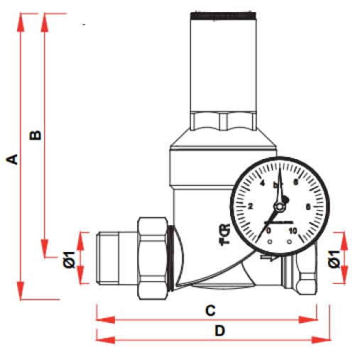 Регулятор давления FAR FA 2830 3/4″ Ду20 Ру25 без манометра, латунный, хромированный, внутренняя/наружная резьба (редуктор)
