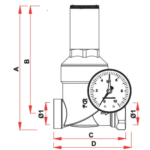 Регулятор давления FAR FA 2840 1/2″ Ду15 Ру25 без манометра, латунный, внутренняя/внутренняя резьба (редуктор)