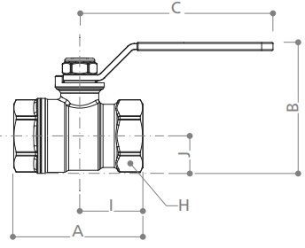 Эскиз Кран шаровой Giacomini R250D 4″ Ду100 Ру28 стандартнопроходной, хромированный, внутренняя резьба, ручка-рычаг (R250X011)