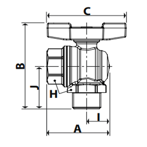 Кран шаровой газовый угловой Giacomini R780G 3/4″ Ду20 Ру5 полнопроходной, латунный, внутренняя-наружная резьба, ручка-бабочка