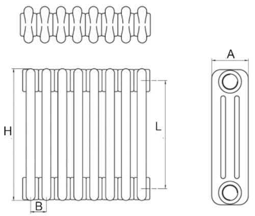 Радиатор стальной трубчатый IRSAP Tesi 3 высота 200 мм, 32 секции, теплоотдача 832 Вт, присоединение G1/2″, нижнее подключение без клапана T18, цвет - белый