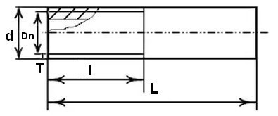 Эскиз Резьба оцинкованная КАЗ 1/2″ Ду15 Ру16 удлиненная L=50мм из труб по ГОСТ 3262-75