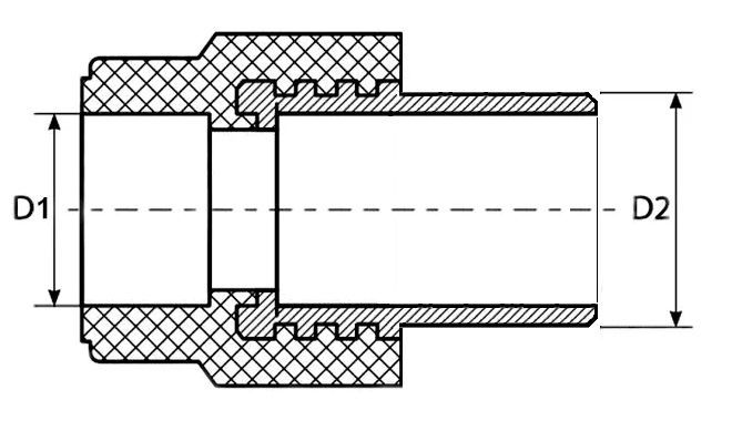 Муфта полипропиленовая PPRC комбинированная MeerPlast Дн25x3/4” Ру25 наружная резьба / под приварку серая