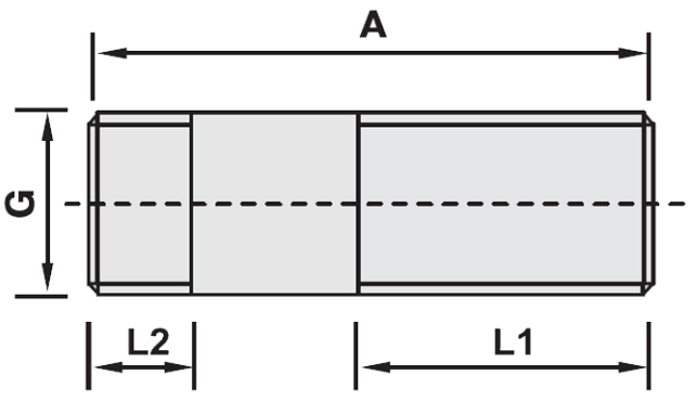 Сгоны NewKey NK-DPC/4 1/2″-2 1/2″ Ду15-65 Ру16 полнопроходные, присоединение - наружная резьба, корпус - нержавеющая сталь AISI304 (CF8)