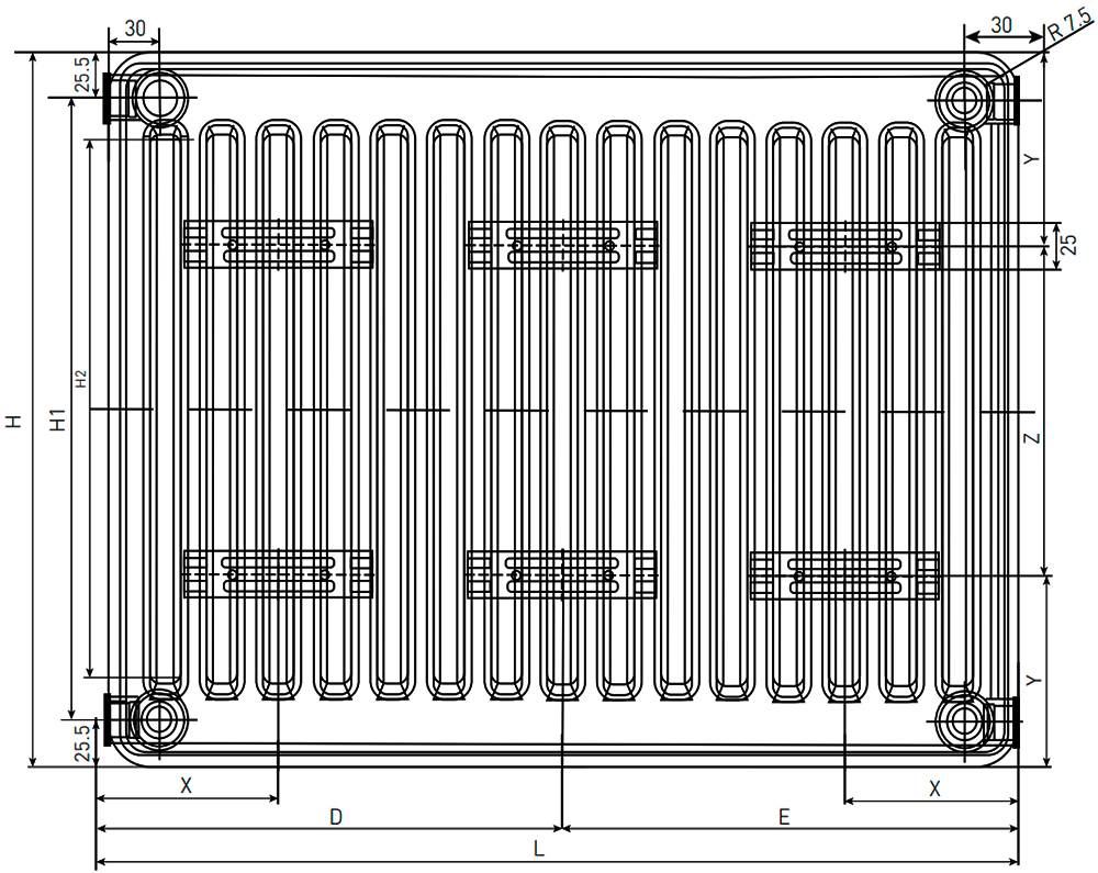 Радиатор стальной панельный Oasis Pro PB 10-5 500x1400 мм настенный, теплоотдача - 1205 Вт, присоединение резьбовое - 1/2″, подключение - боковое, цвет - белый RAL 9016, гигиеническое исполнение