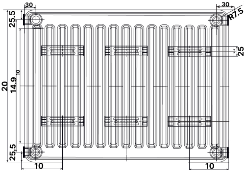 Радиатор стальной панельный OASIS PN 30-4 2800 мм настенный, теплоотдача - 5120 Вт, присоединение резьбовое - 1/2″, подключение - нижнее, белый