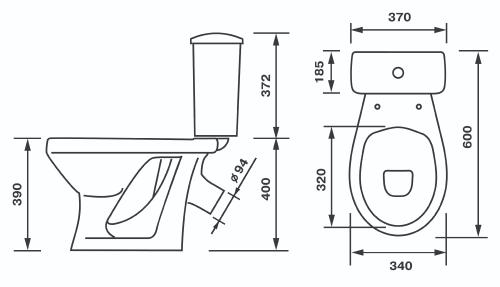 Унитаз-компакт ОК Суперкомпакт серый (арматура, полипропиленовое сиденье, косой выпуск)