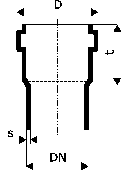 Эскиз Труба Ostendorf система HT Дн125х3.1 безнапорная из PP-H, L=0.15м, серая с раструбом