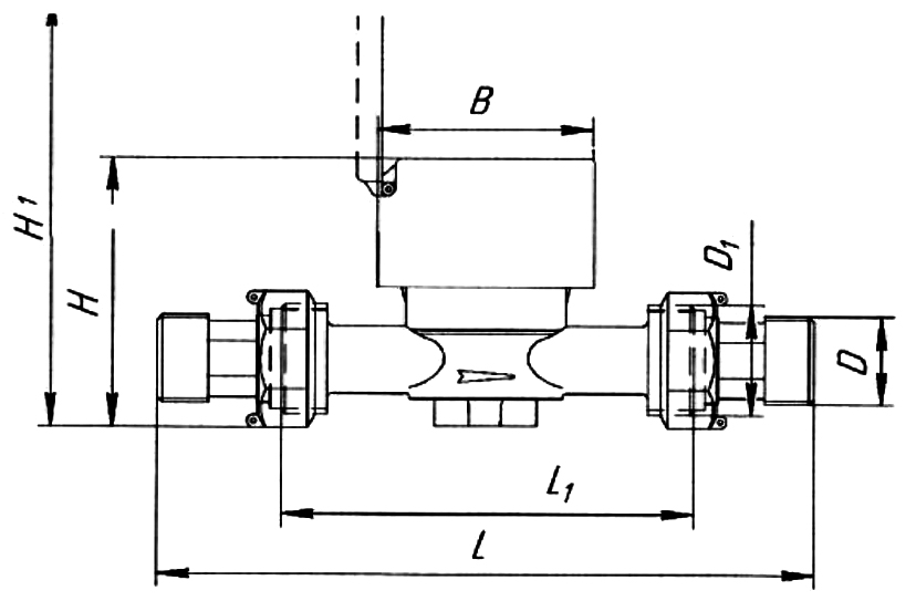 Счетчик холодной и горячей воды крыльчатый одноструйный Декаст ОСВУ-25 НЕПТУН Ду25 Ру16 резьбовой,до 120°С, L=170 мм, в комплекте с монтажным набором