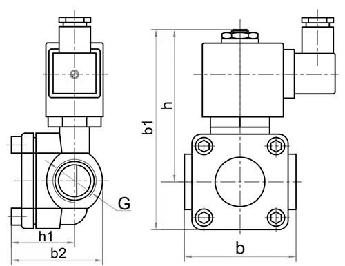 Клапан электромагнитный Росма СК-11-ВД-В VITON 3/4″ Ду20 Ру16 нормально закрытый, непрямого действия, корпус-латунь, мембрана - VITON, с катушкой 220В