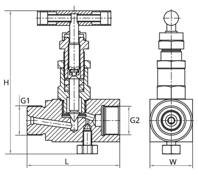 Клапан игольчатый одновентильный Росма SS-2V4 Ду15 Ру600, нержавеющая сталь, внутренняя резьба FG1/2-MG1/2