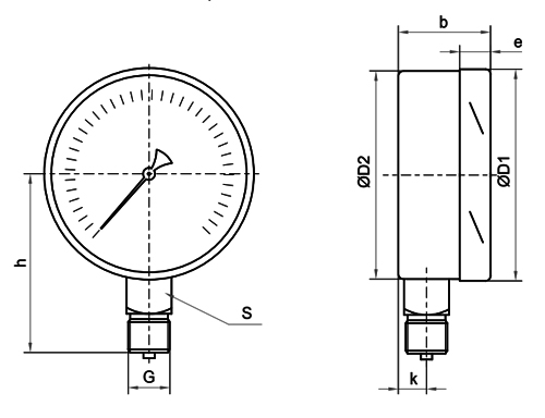Мановакуумметр низкого давления Росма КМВ-22Р (-1-3kPa) M20x1.5 1.5 100мм, тип - КМВ-22Р, радиальное присоединение, -1-3кПа, резьба M20x1.5, класс точности 1,5
