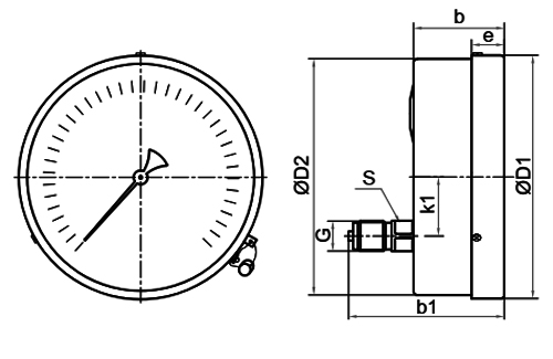 Манометры Росма ТМ-610ТЭ (16-60МПа) общетехнические, эксцентрическое присоединение,  класс точности 1.5