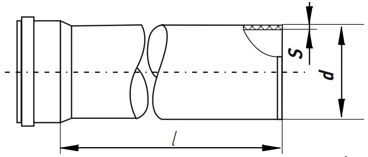 Труба РосТурПласт BAIKAL Standart Дн110х2,7 безнапорная с раструбом, длина=1 м, корпус - полипропилен PP-H, для внутренней канализации