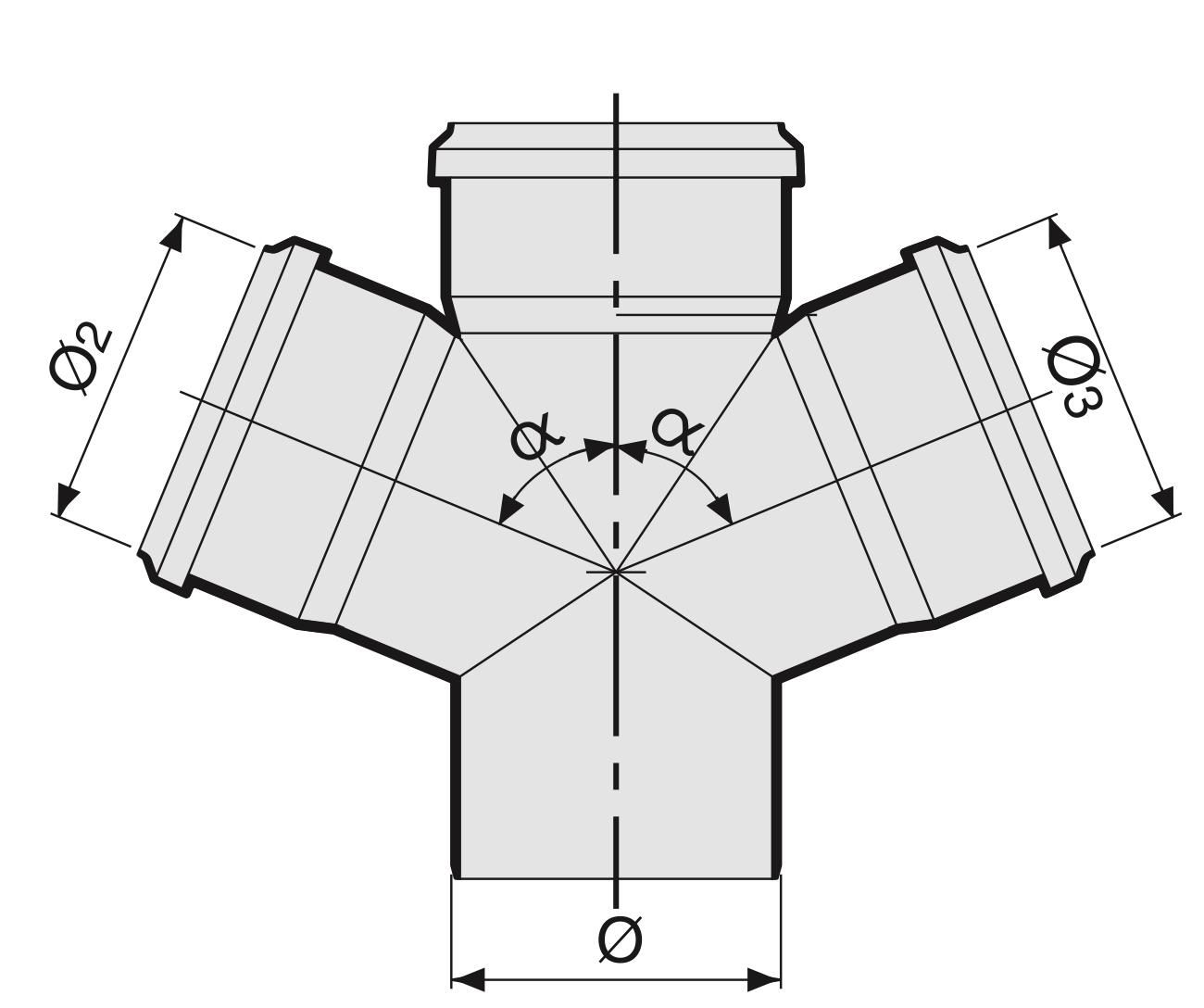 Крестовина полипропиленовая одноплоскостная SINIKON Комфорт Плюс 110x110x110 45° бесшумная для внутренней канализации