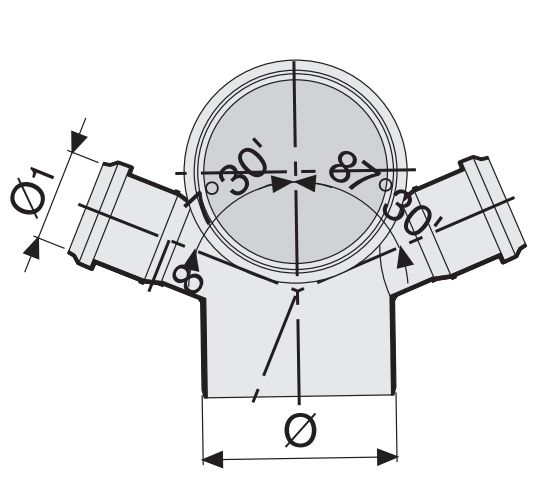 Отвод внутренний Sinikon Стандарт Дн110-50x87° с двумя патрубками