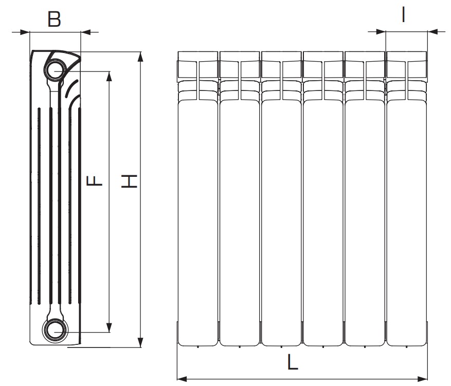 Радиаторы алюминиевые Stout Bravo RAL9010 500 4-14 секций, нижнее правое подключение