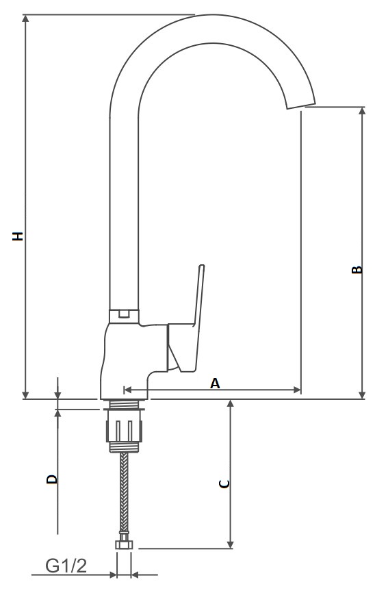 Смеситель для кухни SWES Fanto длина 160 мм, одноручный, излив высокий, хром