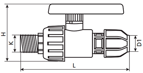 Кран шаровой TEBO TR-TB Дн32х1″ Ру10 разъемный, полипропиленовый, компрессионное/наружная резьба, управление ручка-рычаг для труб ПНД