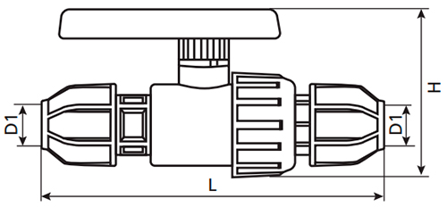 Краны шаровые TEBO TR-TB Дн20x20-32x32 Ру10 разъемные, полипропиленовые, компрессионное, управление ручка-рычаг для труб ПНД