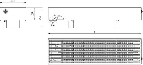 Конвектор напольный концевой TEPLA Neo Expo 156x320 4.581 кВт нижнее левое подключение наружная резьба 3/4″
